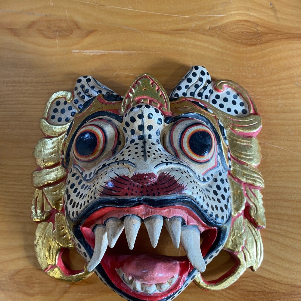 Colorful Decorative Mask with Gold Accents. Vintage